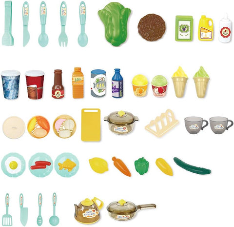 Little Chef Kitchen Pretend Play Set with Multi-Functional Panel, Light, Sound, Real Water Functions and 50 Accessories Included | NE998B