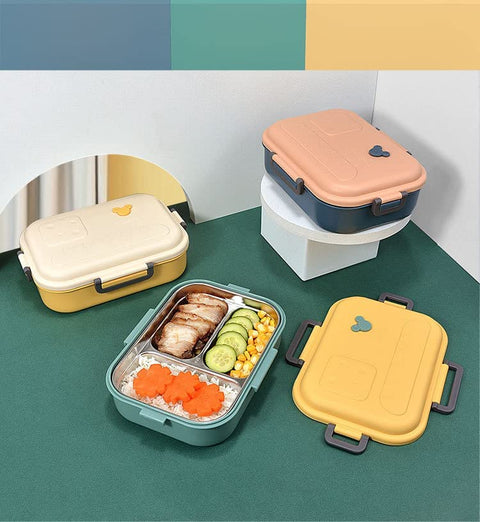 3 Compartment Lunch Box Stainless Steel Tiffin Box | GBR-612 ( assorted )