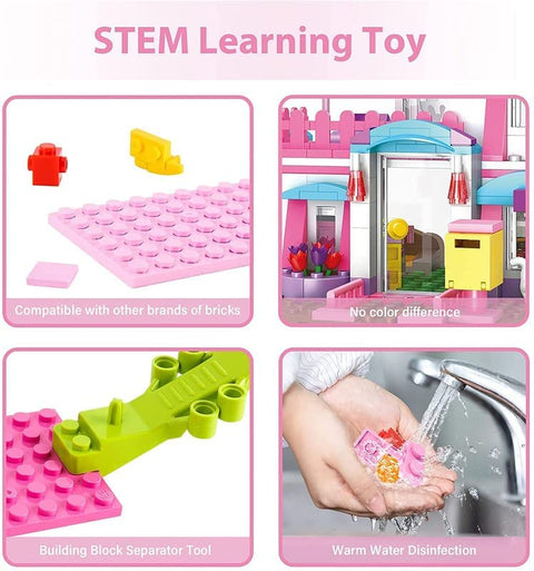 House Building Blocks Toys Pink Beach Villa  | NE4544