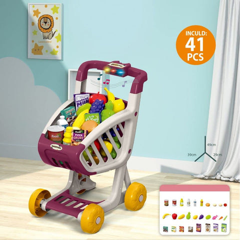 Shopping Cart Trolley for Kids Groceries 41 Food Fruit Vegetables | 922-74A