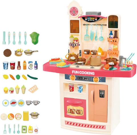 Little Chef Kitchen Pretend Play Set with Multi-Functional Panel, Light, Sound, Real Water Functions and 50 Accessories Included | NE998B