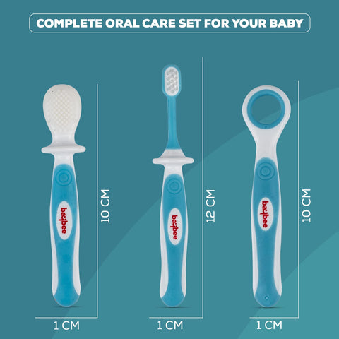 Soft Silicone Baby Toothbrush Set, BPA Free Baby Training Toothbrush Set with Anti Chock Shield, Tongue Cleaner | Baby Kids Toothbrush | BYIE386