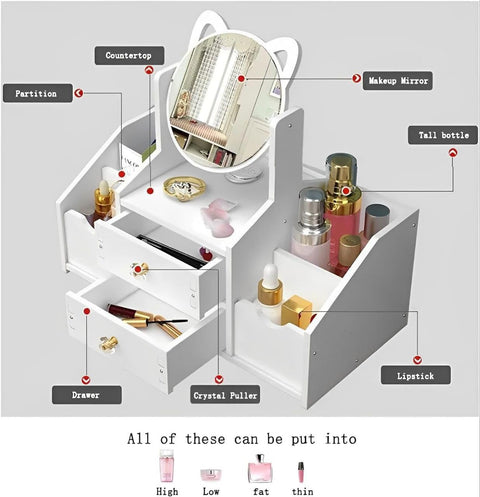 Wooden Organizer With Mirror | DS-3344NN