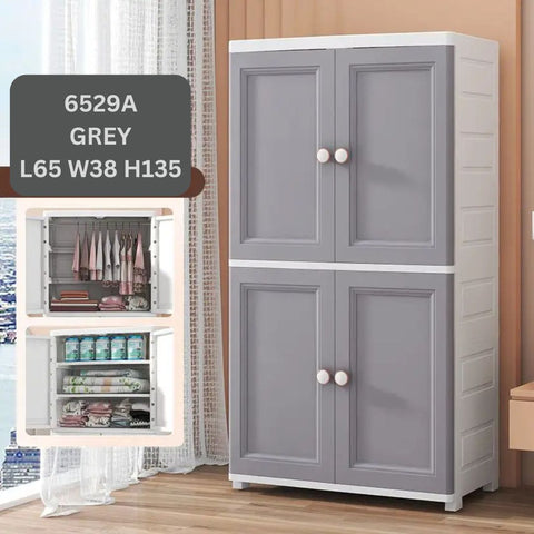 Kids Wardrobe Almirah Hanging Drawer | 6529A PLAIN GREY