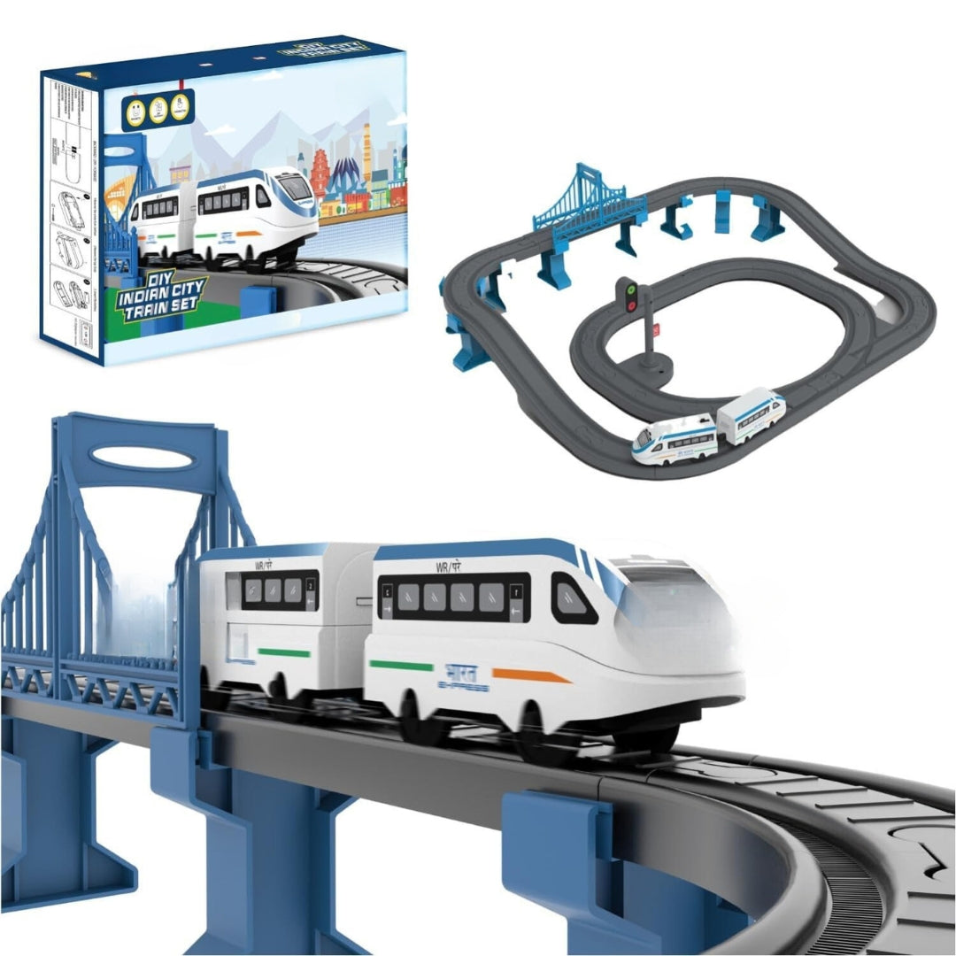 77-piece DIY Train Track Set: Battery-operated, Magnetic | ICT-4856 ...