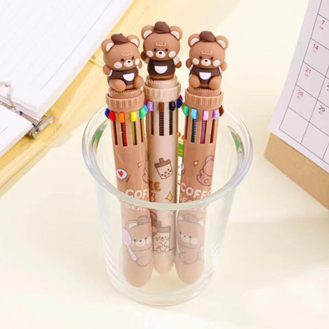 Coffee Bear Ballpoint Pen- 10 Colors | KK-7186
