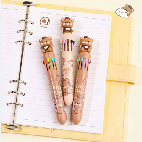 Coffee Bear Ballpoint Pen- 10 Colors | KK-7186