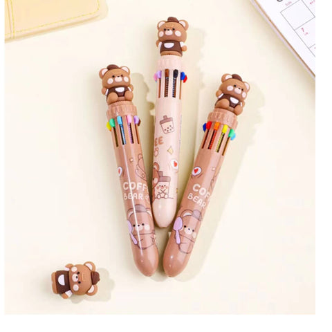 Coffee Bear Ballpoint Pen- 10 Colors | KK-7186