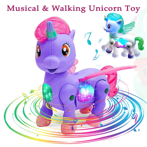Musical Unicorn Horse Toy with 3D Light and Music | NE788-1A