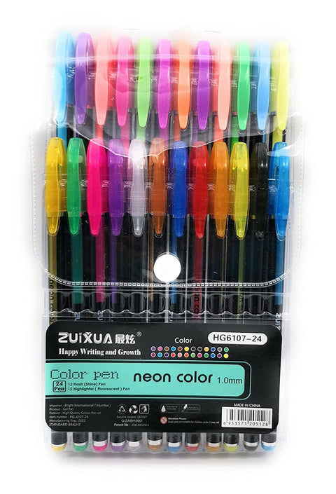Neon Pens for Drawing Sketching | (Glitter Pen Neon Color 24Pcs Set)| HG6107-24