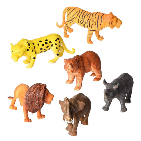 6 Big Size Full Action Toy Figure Jungle Cartoon Wild Animal | NEQ701