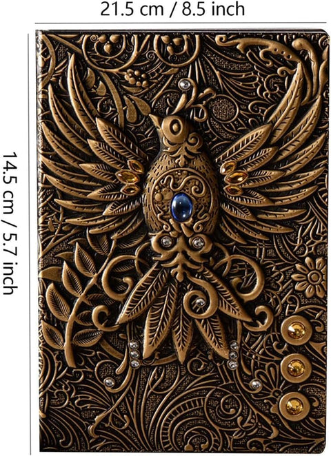 3D Phoenix Embossed Leather Writing Journal Notebook | NB-3D-A5-111