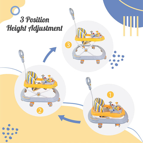 Baby Walker | Height Adjustable Walker| Push Handle | Folding with Double Padded Seat