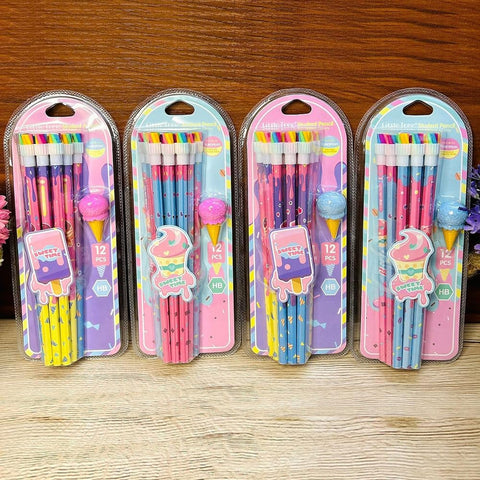 Set of 13 Pcs Ice-Cream Erasers Pencil with Icecream Shaped Erasers | GBT-MC121206-E
