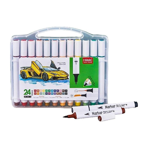 Water Based Marker Brush Pen | HMC-9001-24  (Pack of 24, Multicolor)