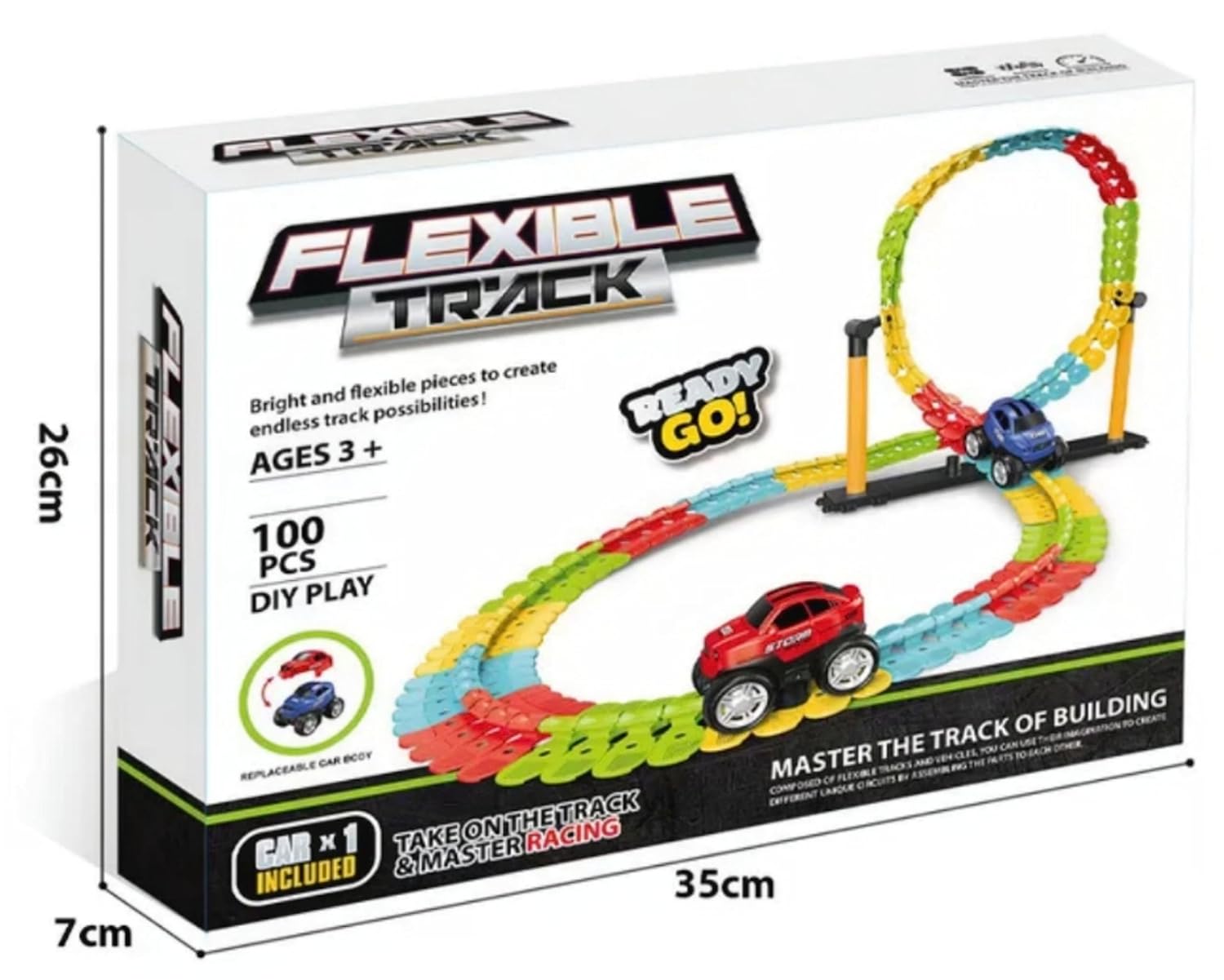 Track Racer Kids 140 Pc Flexible Car Track Racer To | 044-6– KidsROAR