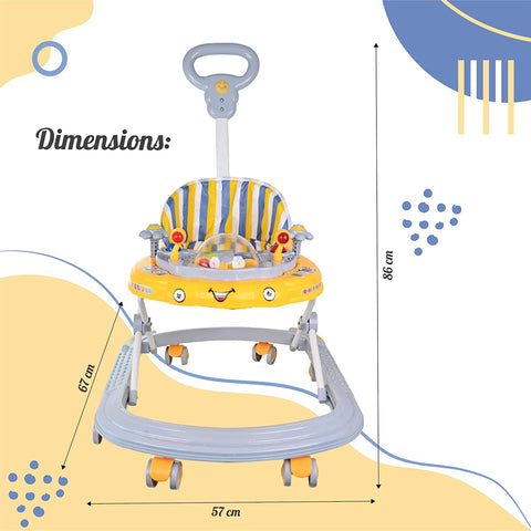 Baby Walker | Height Adjustable Walker| Push Handle | Folding with Double Padded Seat