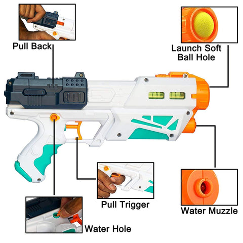 Water Shooting Gun With Soft Foam Balls | 648-29