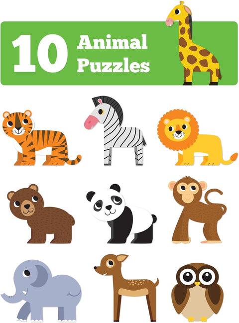Magnetic Puzzles Jungle Animals 10 in 1 with 10 Magnetic Puzzles,Write&Wipe Magnetic Board | EDS-41