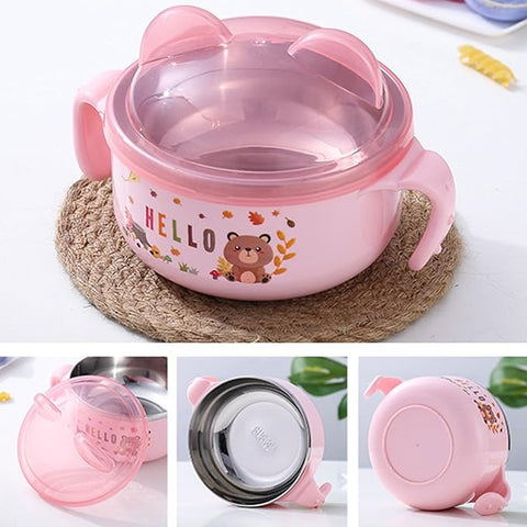 Steel Kids Bowl With Handle & Spoon | GBR-131
