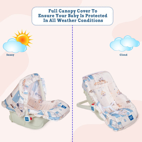 Cozy Baby Carry Cot & Rocking Chair with Adjustable Handle | Large Canopy | HP-1031 COLOR MAY VERY