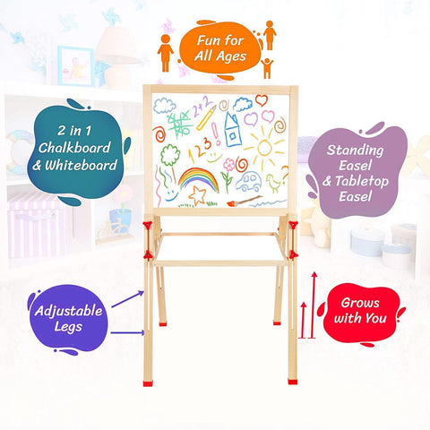 Easel Set Double Sides Magnetic 3 in 1 Height Adjustable Wooden  | NEWT-XSS30