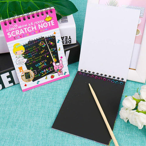 Rainbow Scratch Paper Notes  |  BLACK SCRATCH SPIRAL BOOK | GBT-ZGB-01