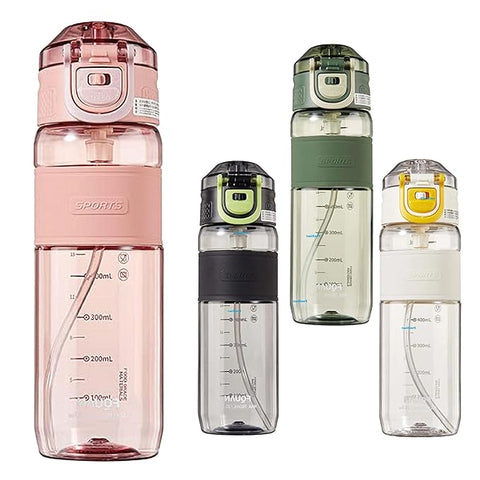 Anti-Leak Proof Non-Toxic BPA Free Water Bottle with Scale Measure - 690 Ml (Random Color) | GBT-J-034