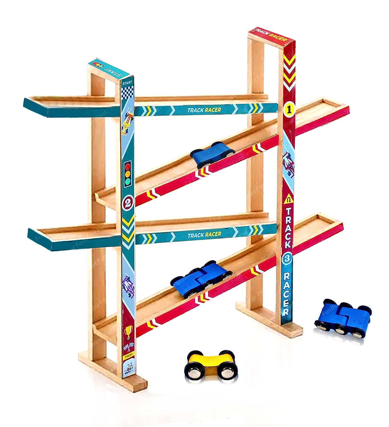 Ramp Racing Toy Car Track Set - Wooden Track Racer Gliding Car | 88088 ...