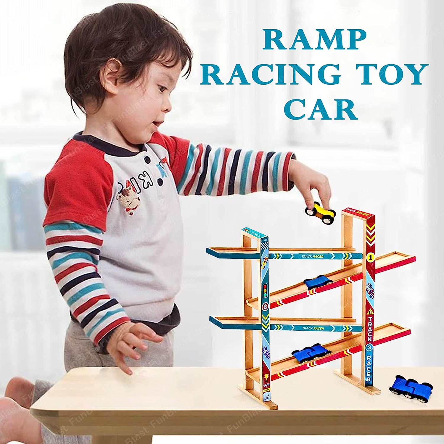 Ramp Racing Toy Car Track Set - Wooden Track Racer Gliding Car | 88088 ...