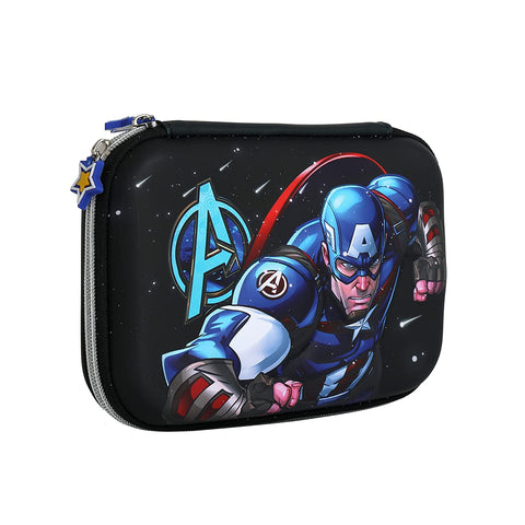 Multipurpose Captain America Black Avengers Jumbo Pencil Case  | HBC-188141-3