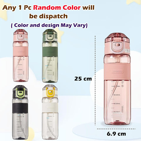 Anti-Leak Proof Non-Toxic BPA Free Water Bottle with Scale Measure - 690 Ml (Random Color) | GBT-J-034