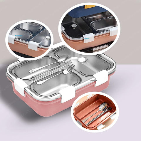 Stainless Steel Lunch Box |  Lunch Box with Spoon & Fork | GBR-761