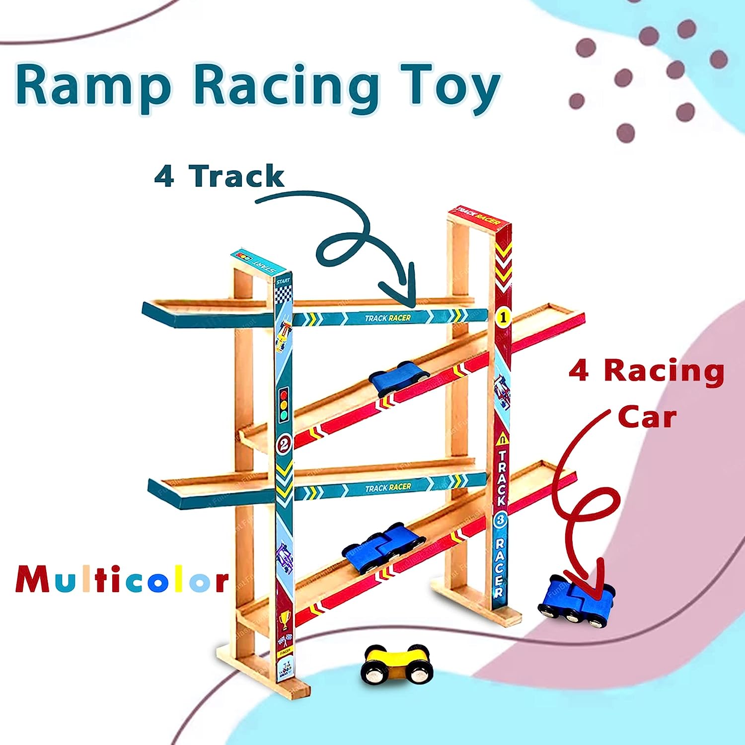 Ramp Racing Toy Car Track Set - Wooden Track Racer Gliding Car | 88088 ...