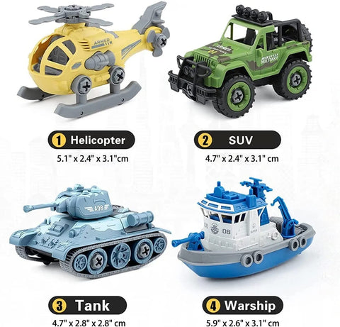 DIY Take Apart Military Army Vehicles Pack of 4 | LMI-5510B
