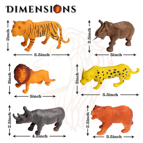 6 Big Size Full Action Toy Figure Jungle Cartoon Wild Animal | NEQ701
