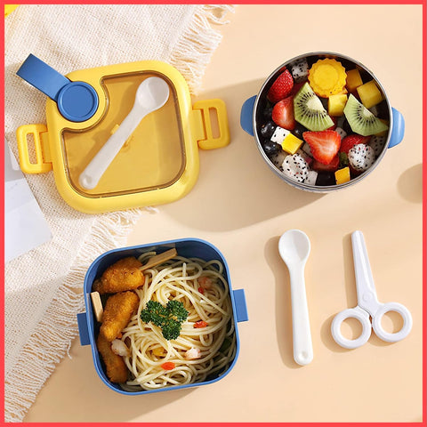 Lunch Box with  Spoon & Scissor Leak Proof 800 ML  (Food Grade PP Plastic) | assorted | GBR-735