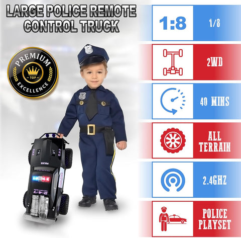 Large Remote Control Police Car Toy with Lights and Sirens | 9020-5F