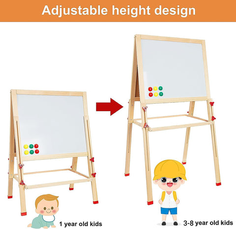 Easel Set Double Sides Magnetic 3 in 1 Height Adjustable Wooden  | NEWT-XSS30