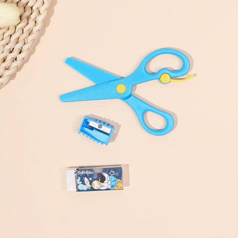 1 Set- 6pcs Pencil 12pcs Crayon 1pcs Scissors 1pcs Eraser 1pcs Pencil Sharpener 1pcs Blank Drawing Book For Coloring | GBT-D/T-8857A