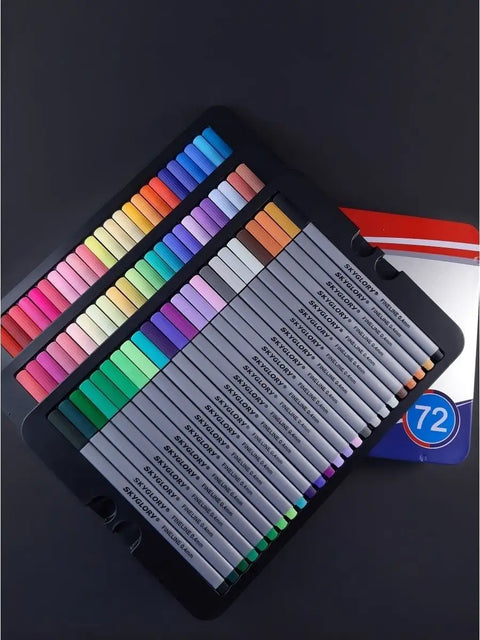 72 Colour Fine Liner Marker Pen Drawing Set in Metal Tin Premium Excellent Range - MultipleGBT-1552