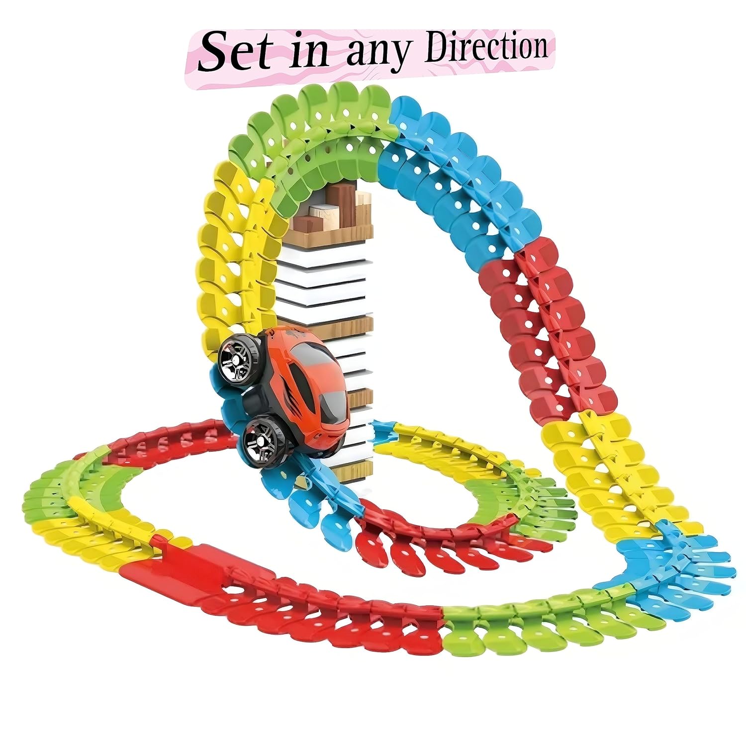 140 Pc Flexible Car Track Racer To | 044-6– KidsROAR