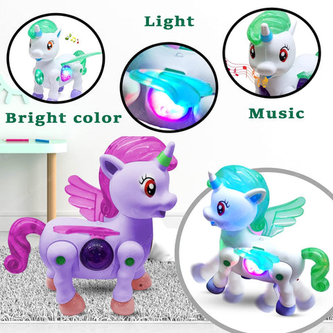 Musical Unicorn Horse Toy with 3D Light and Music | NE788-1A