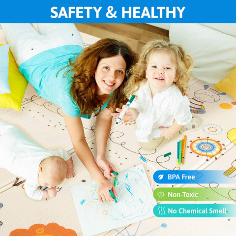 Mat Foldable Baby Playmat Extra Large | FL-13 ( PRINTS MAY VERY ) 180* 200 cm