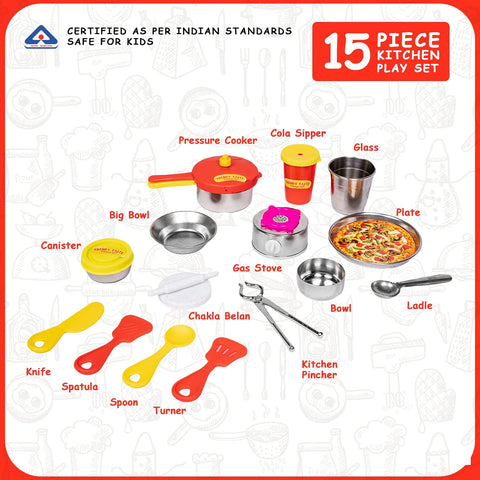 15 Pieces Trendy Taste Kitchen Play Set  | SY1085