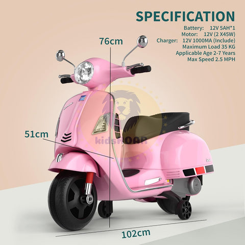 Vespa Bike For Kids | with Remote | Battery Operated Electric Bike