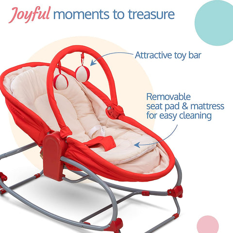 3 in 1 Baby Rocker Napper & Chair, with Musical Vibrations, 180° Baby Bassinet with Mosquito net | 68148/149