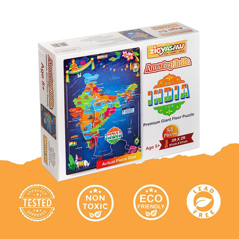 Map of India & States Premium Giant Cardboard Floor Puzzle  36 Inches x 24 Inches | NEZ40025AMA