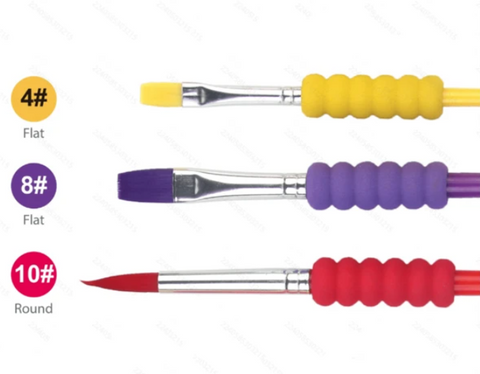 3pcs Solid Color Paintbrush Set |Soft Bristles | Foam Grip |  GBT-1398