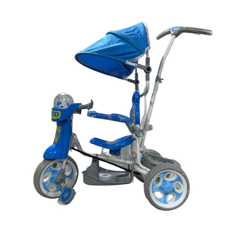 Tricycle with Rear Storage Basket, Foot Rest, Back Support, Adjustable Canopy & Parent Control Push Handle | TRI-EECOSUPER